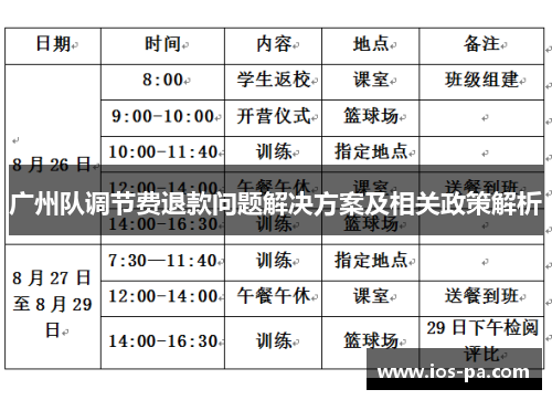 广州队调节费退款问题解决方案及相关政策解析