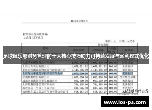 足球俱乐部财务管理的十大核心技巧助力可持续发展与盈利模式优化