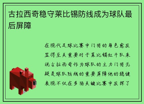 古拉西奇稳守莱比锡防线成为球队最后屏障