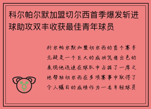 科尔帕尔默加盟切尔西首季爆发斩进球助攻双丰收获最佳青年球员